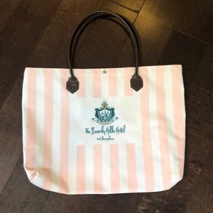 The Beverly Hills Hotel pink stripe tote bag
